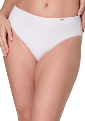 Bali Women's Lux Cotton Essentials Hi-Cut Underwear, White, 9