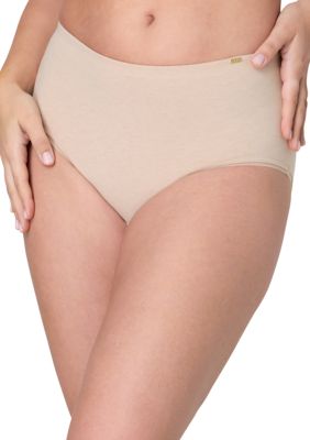 Bali Women's Lux Cotton Essentials Hi-Cut Underwear, Beige, 9