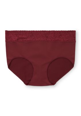 Bali Women's Modern Seamless Lace Trim Brief Underwear, Red, 6