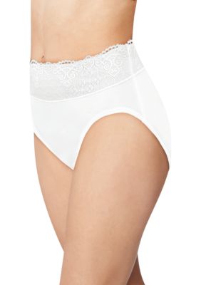 Bali Women's Passion for Comfort Lace Hi Cut Panty, White, 9