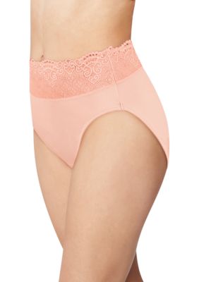 Bali Women's Passion for Comfort Lace Hi Cut Panty, Pink, 9