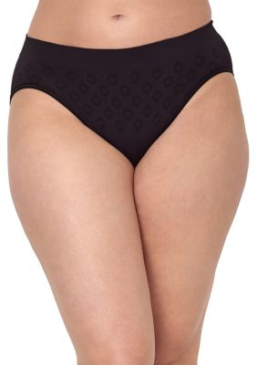Bali Women's Beautifully Confident Seamless Light Leak & Period Protection Hi-Cut Underwear, Black, 2XL