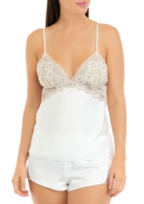 Bride Embroidered Grey Silk Shorts With Camisole Set