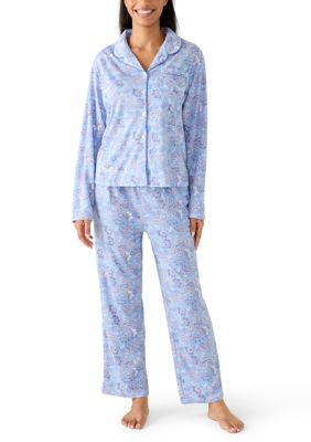Vera Bradley Women's Floral Notch Collar Pajama Set, Blue, Medium