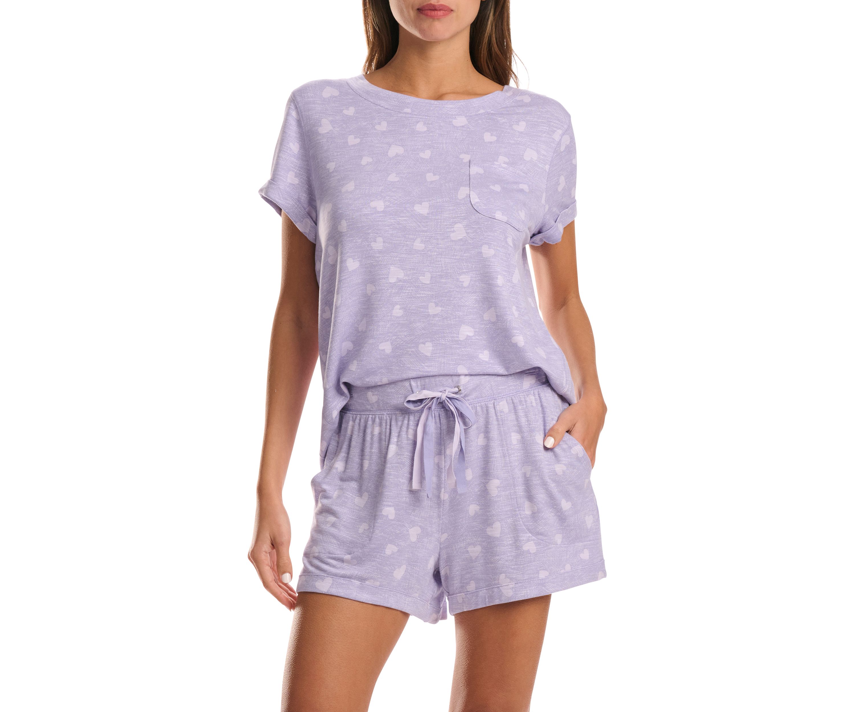 Womens Short Sleeve French Terry Pajama Set