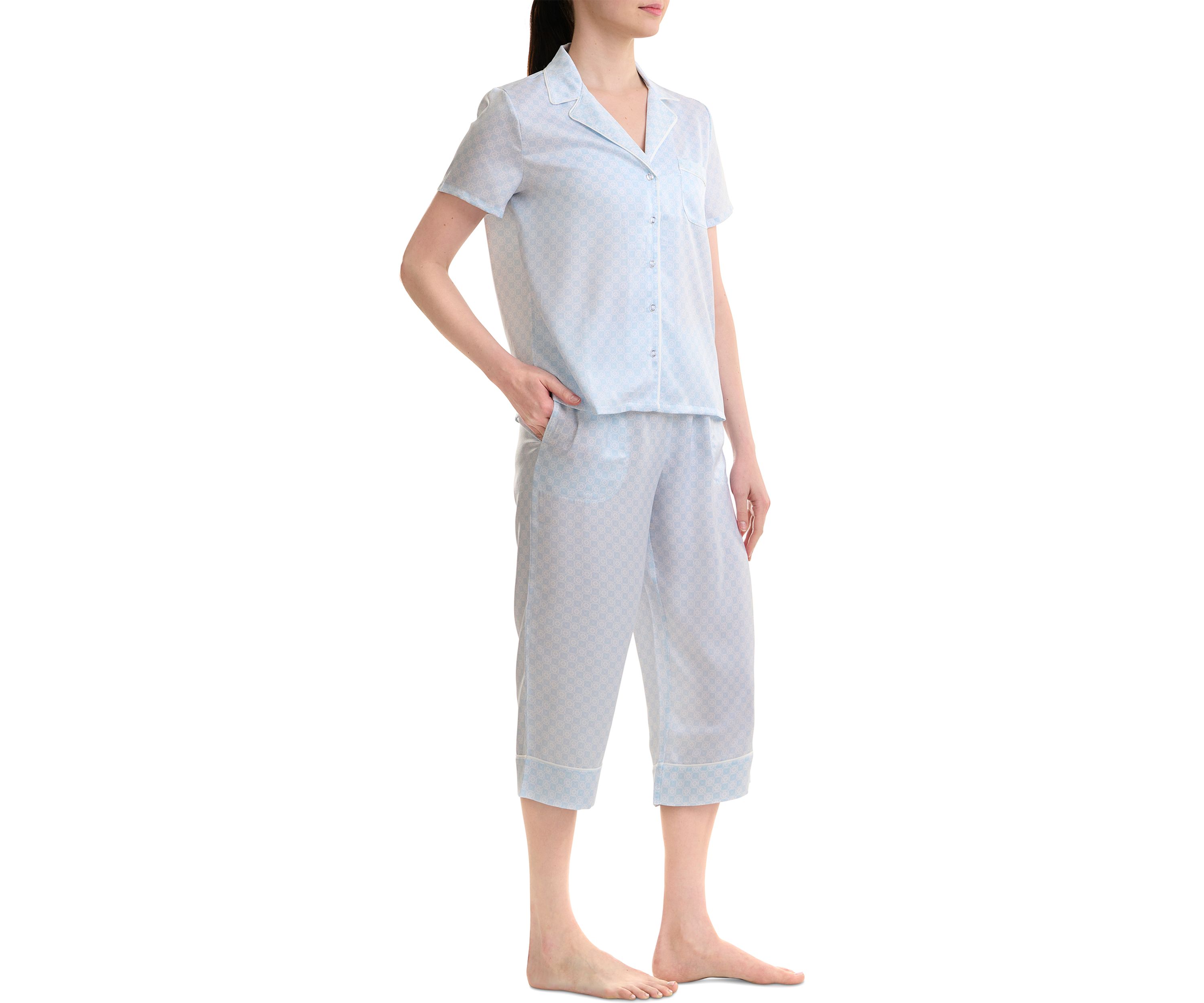 Womens Washed Satin Pajama Set
