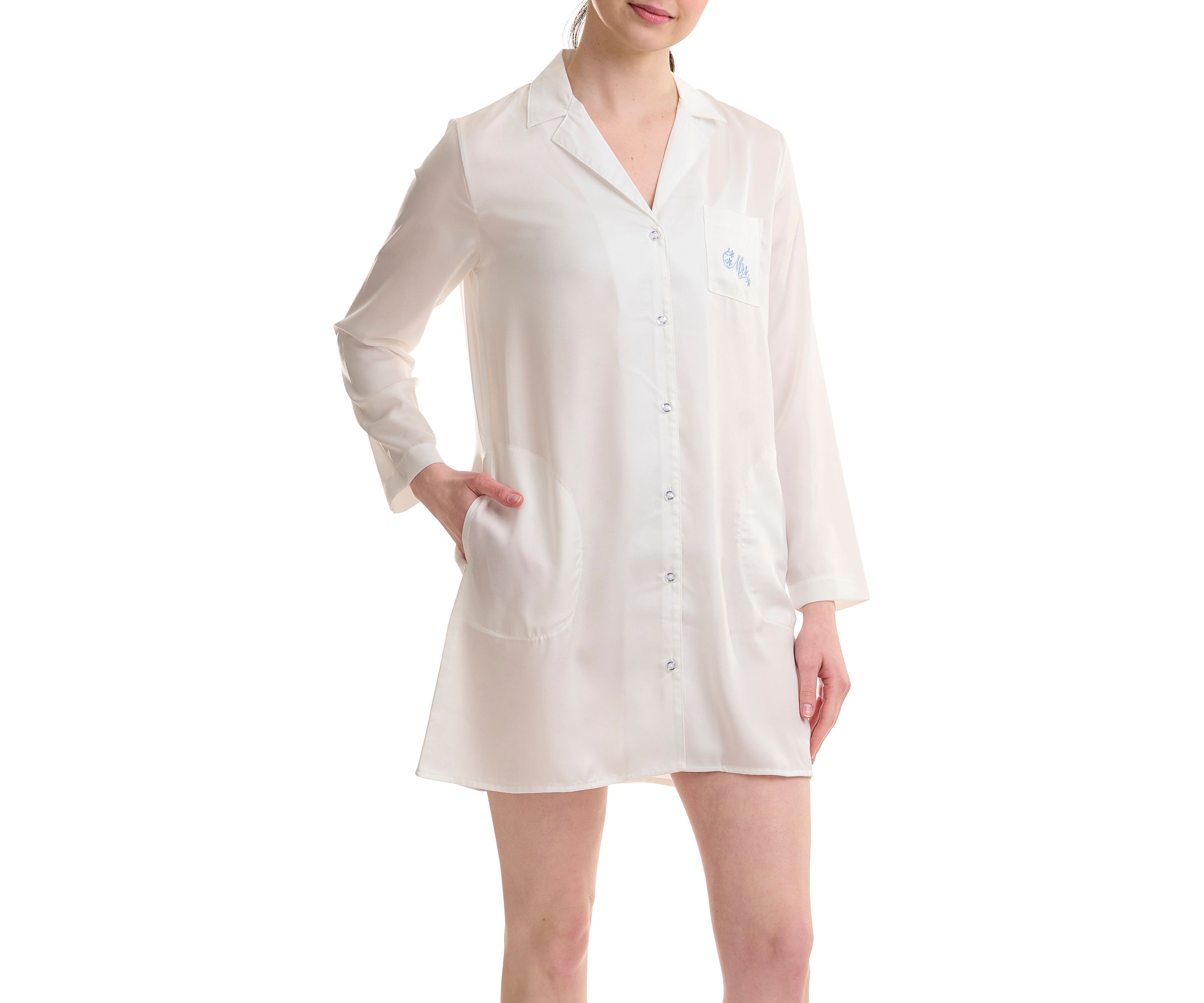 Womens Washed Satin Sleep Shirt