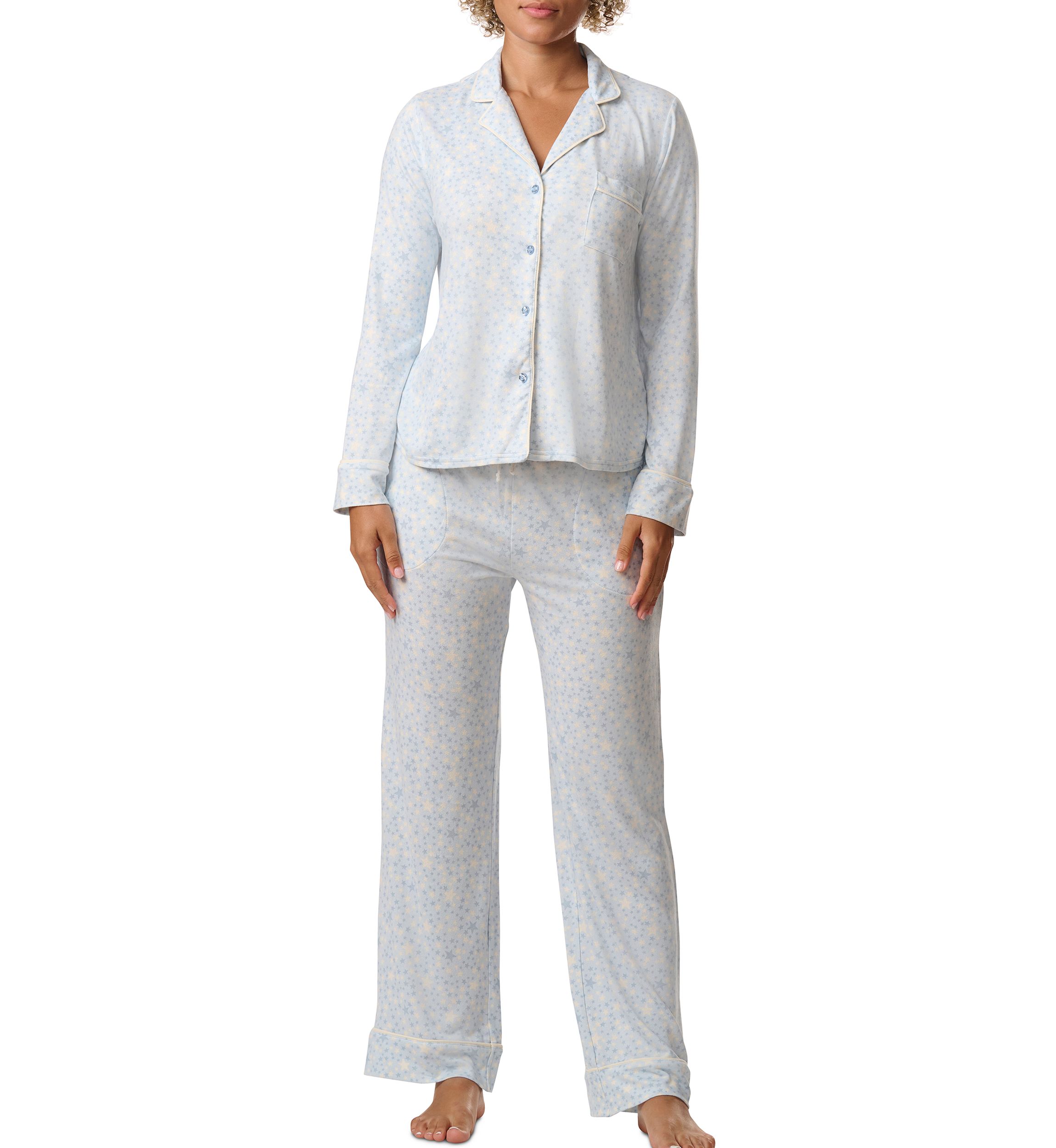 Notch Collar Long Sleeve Shirt and Pants Pajama Set