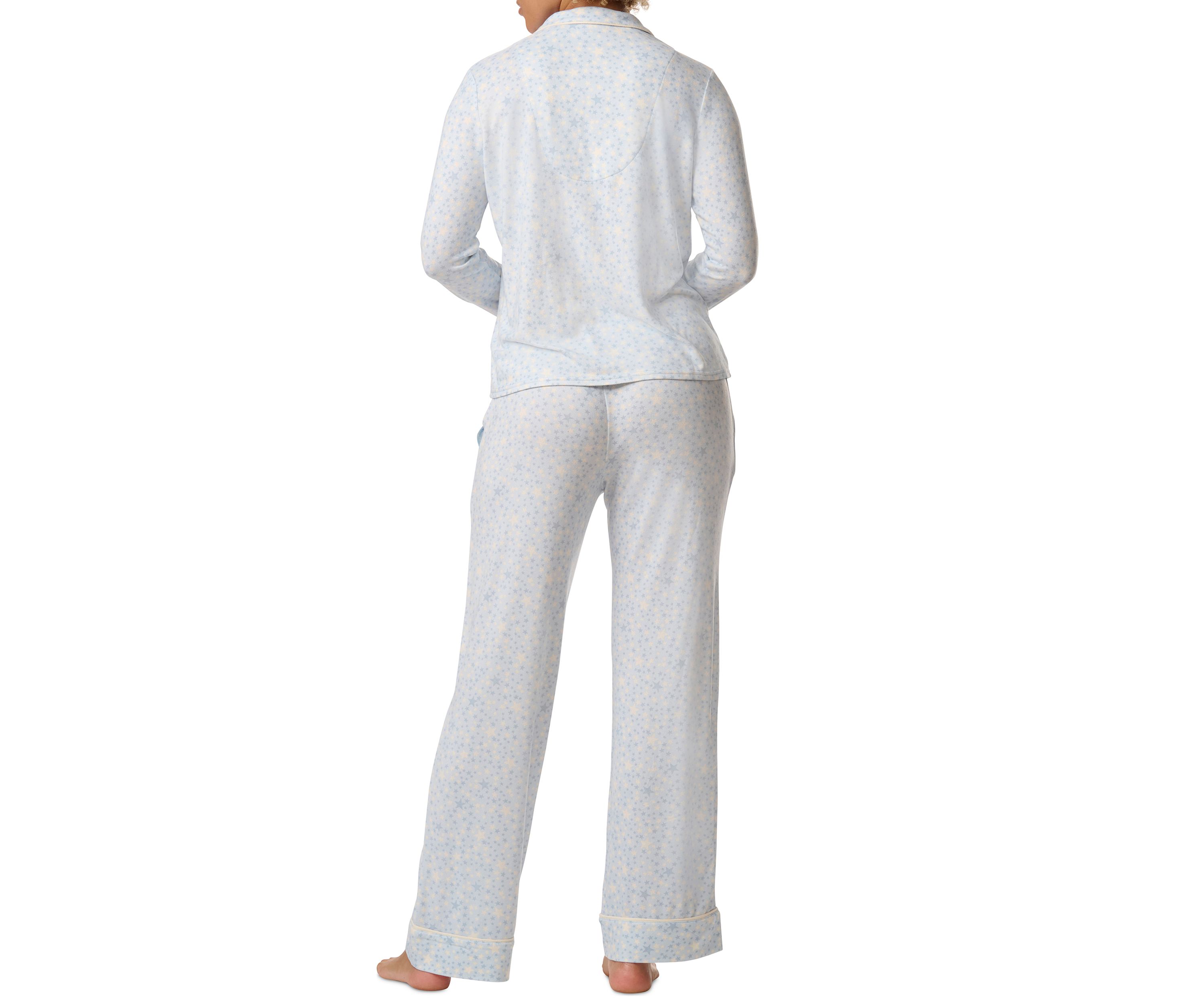 Notch Collar Long Sleeve Shirt and Pants Pajama Set