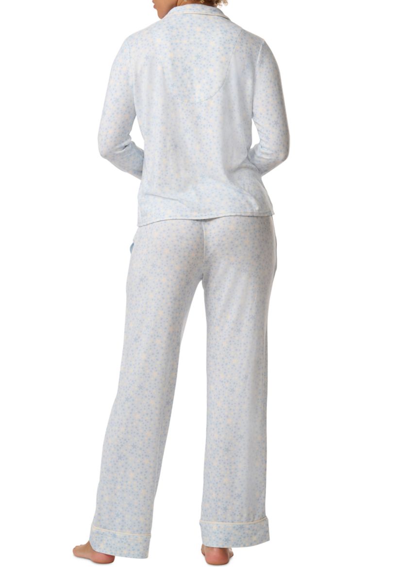 Notch Collar Long Sleeve Shirt and Pants Pajama Set