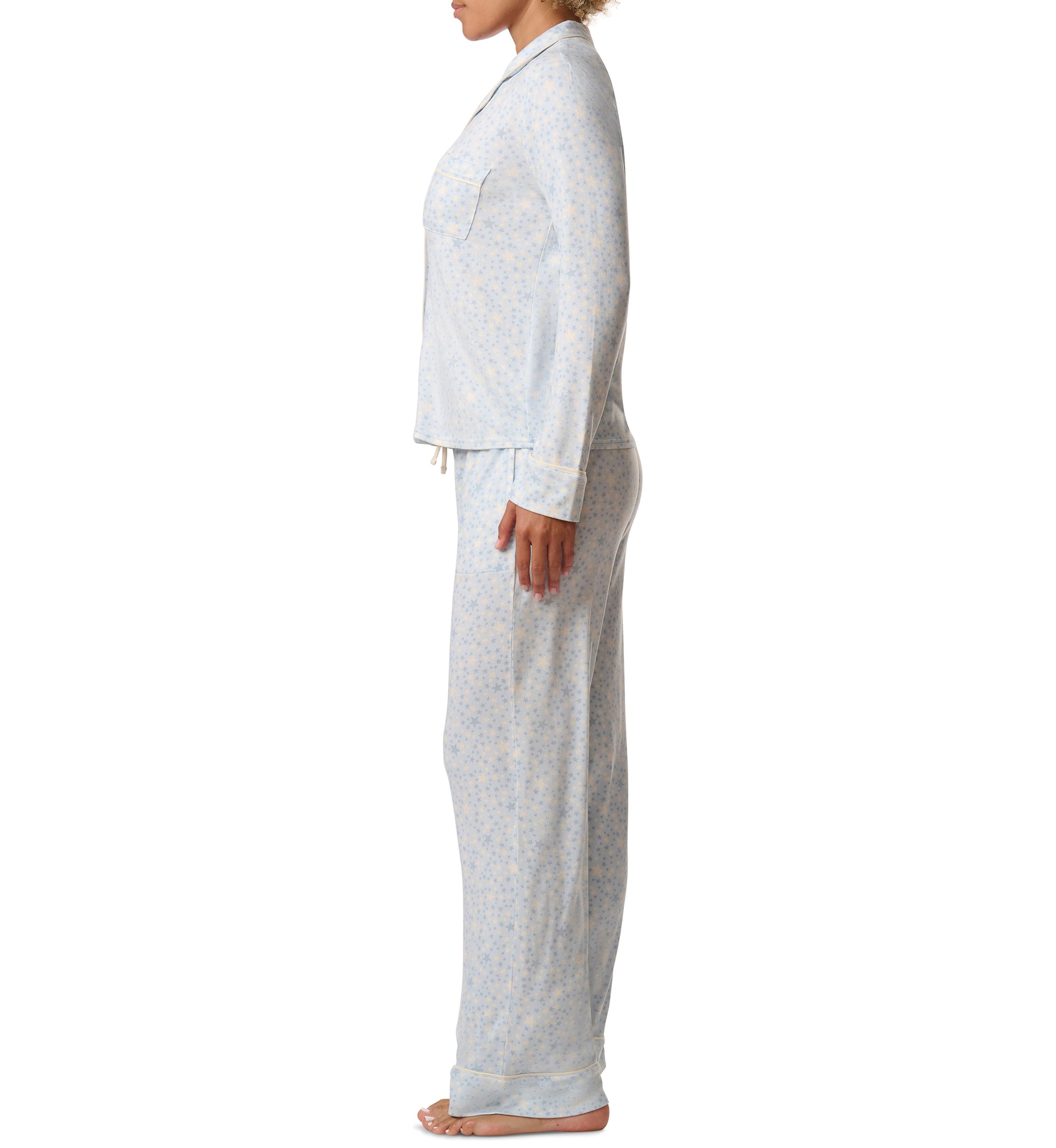 Notch Collar Long Sleeve Shirt and Pants Pajama Set