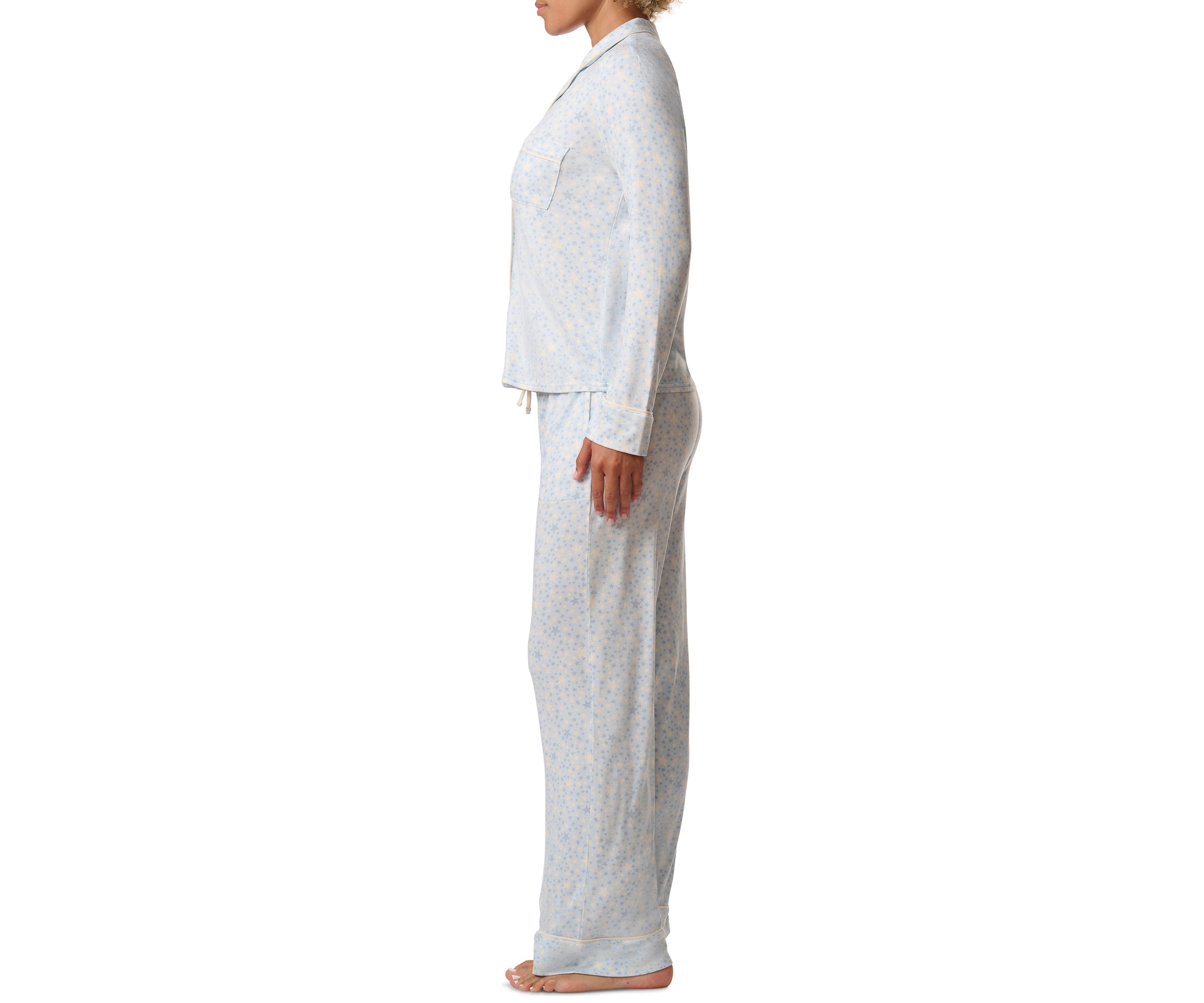 Notch Collar Long Sleeve Shirt and Pants Pajama Set