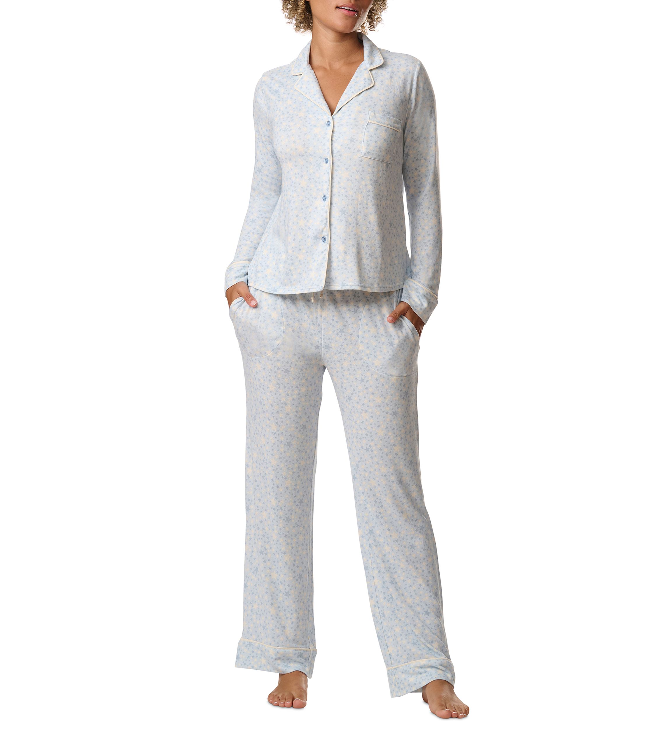 Notch Collar Long Sleeve Shirt and Pants Pajama Set