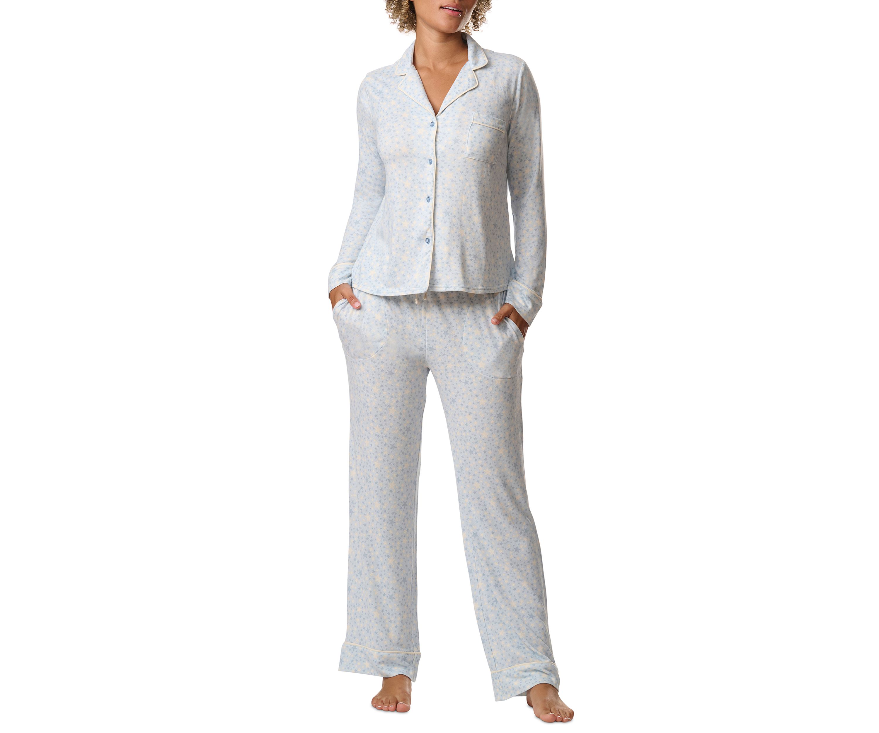 Notch Collar Long Sleeve Shirt and Pants Pajama Set