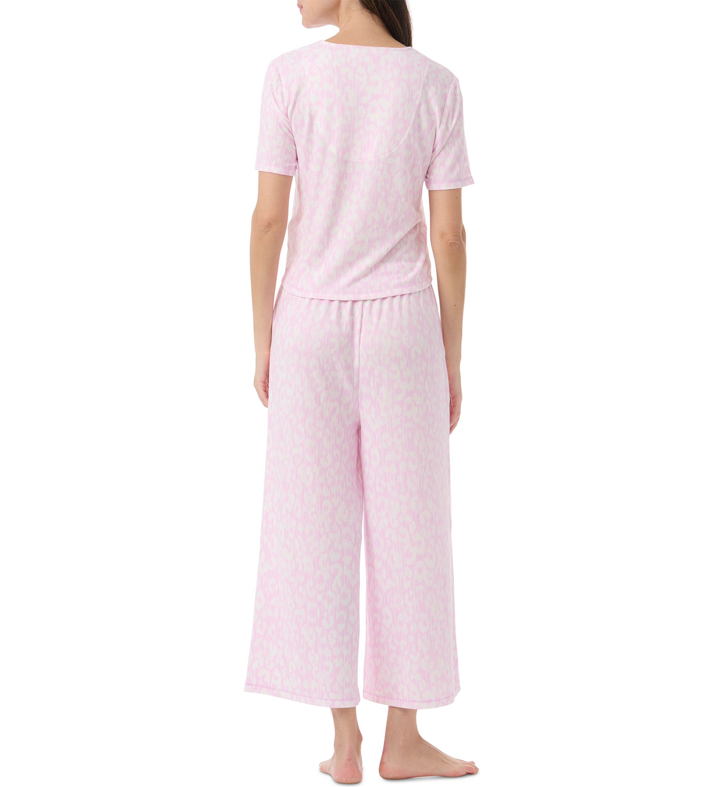Short Sleeve Wrap T-Shirt and Cropped Pants Pajama Set