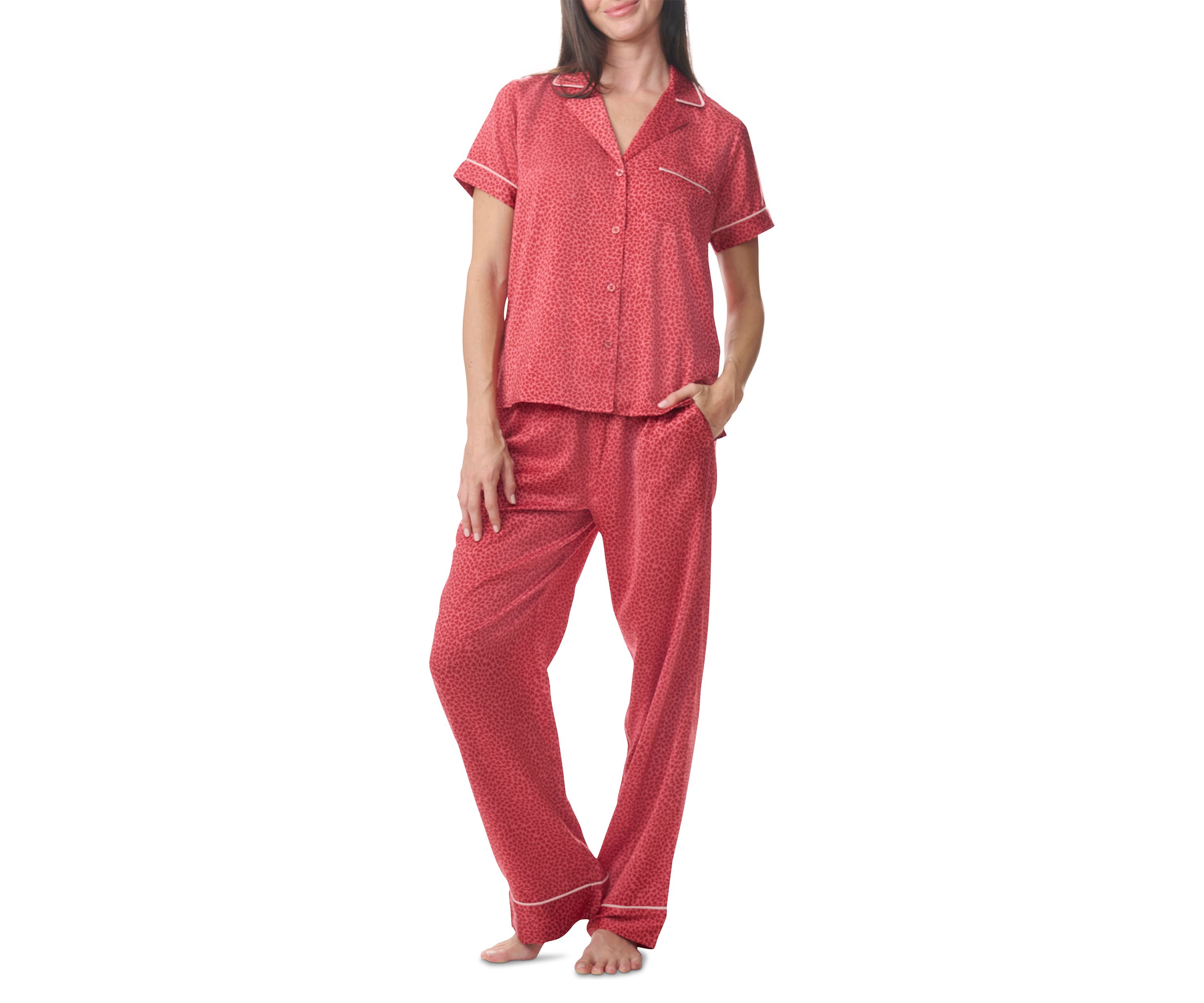 Short Sleeve Satin Notch Pajama Set 