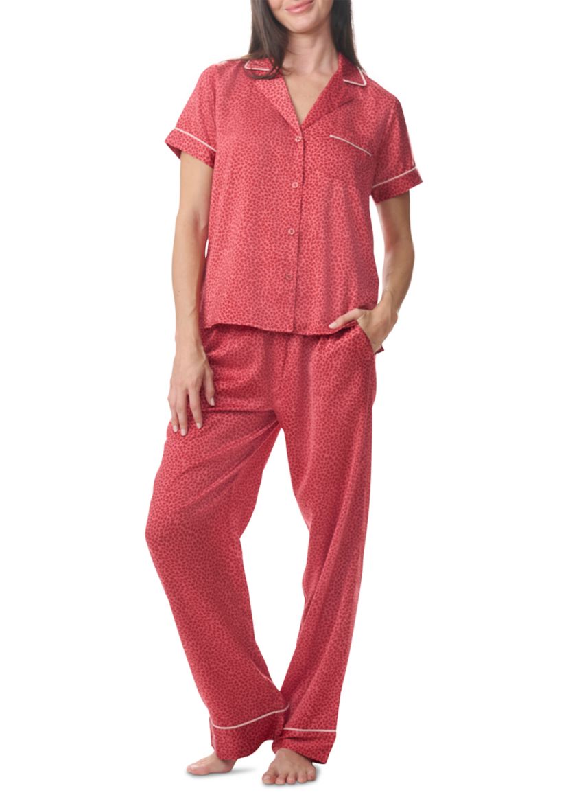 Short Sleeve Satin Notch Pajama Set 