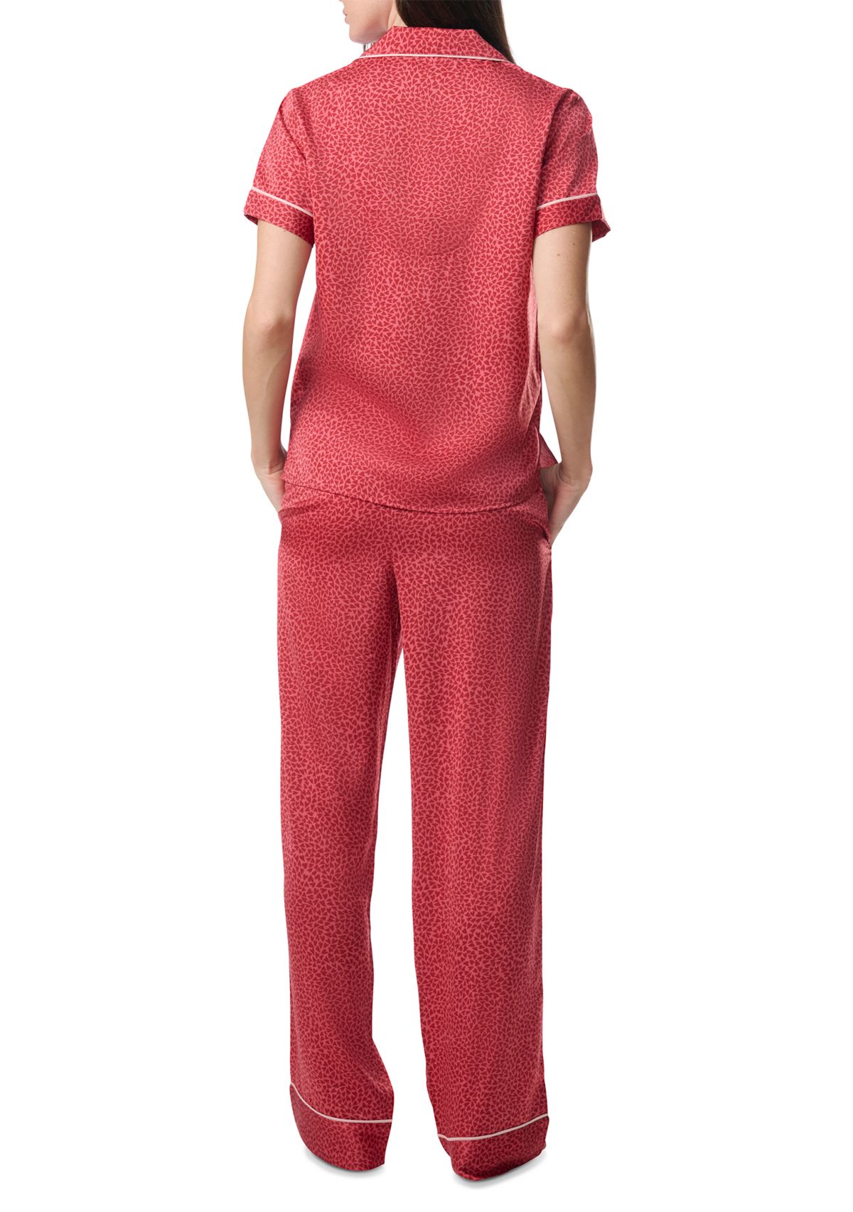Short Sleeve Satin Notch Pajama Set 