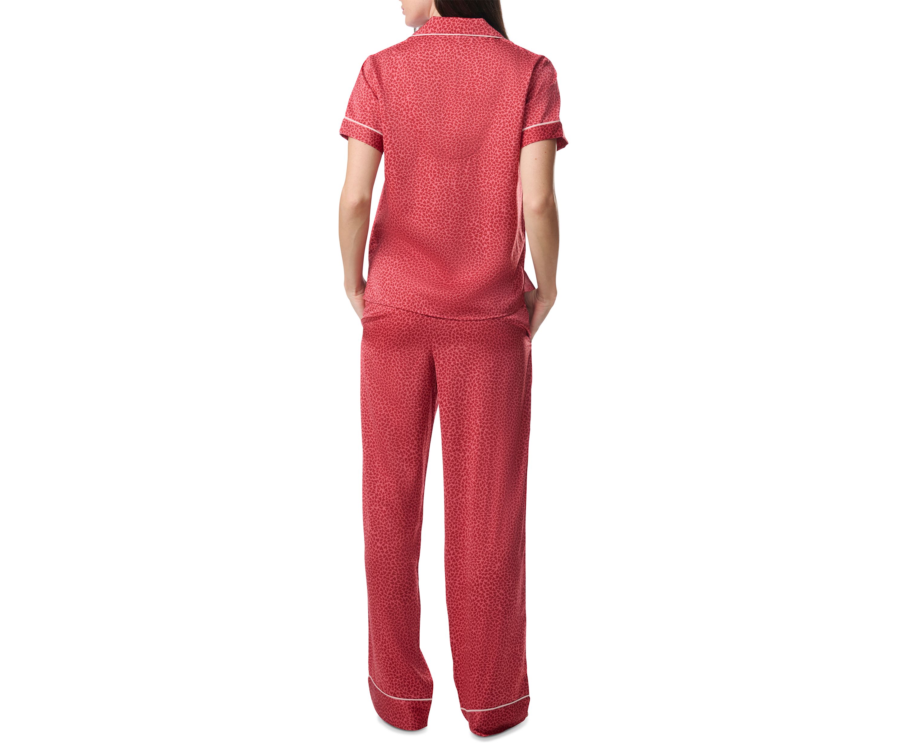 Short Sleeve Satin Notch Pajama Set 