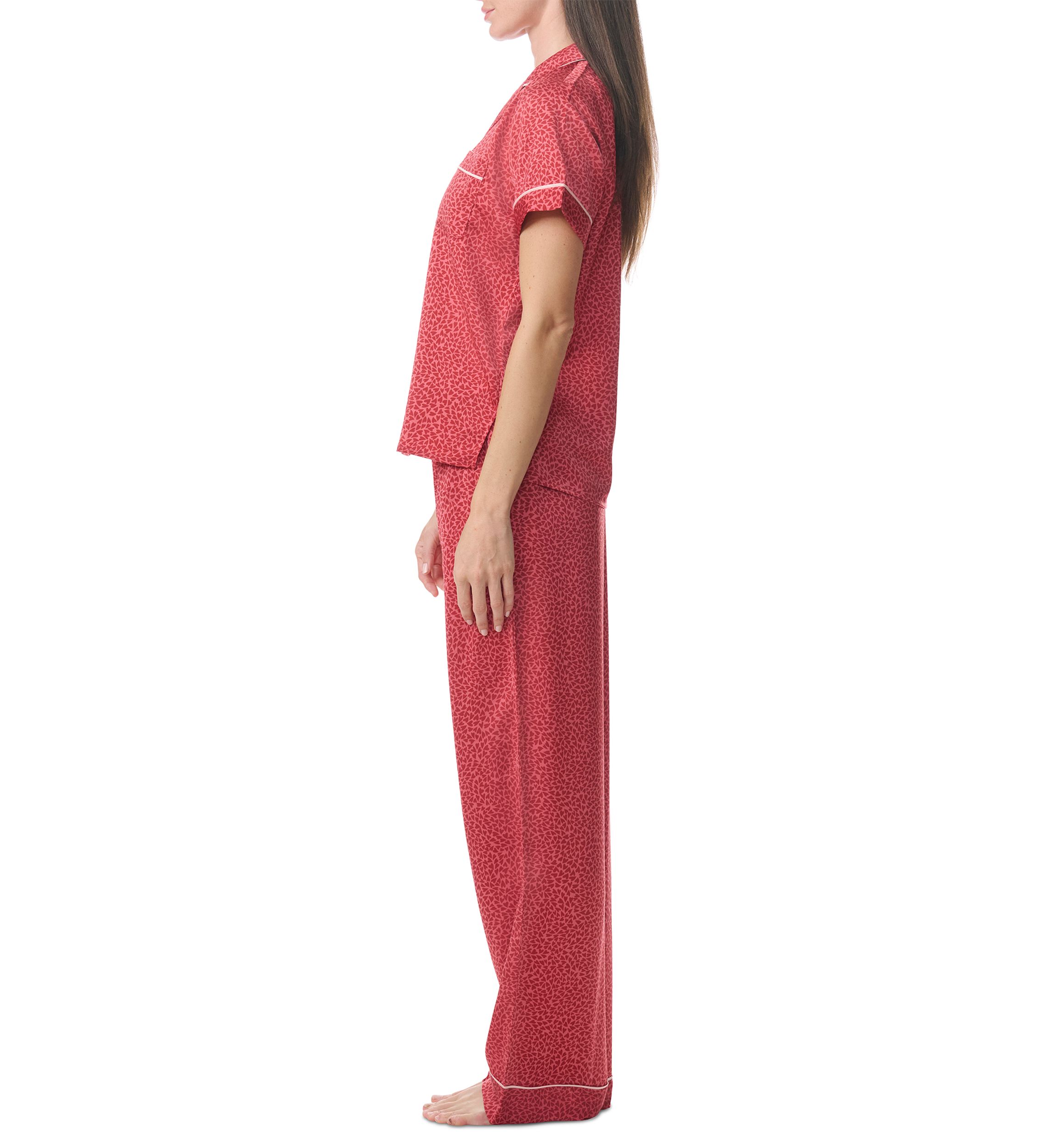 Short Sleeve Satin Notch Pajama Set 