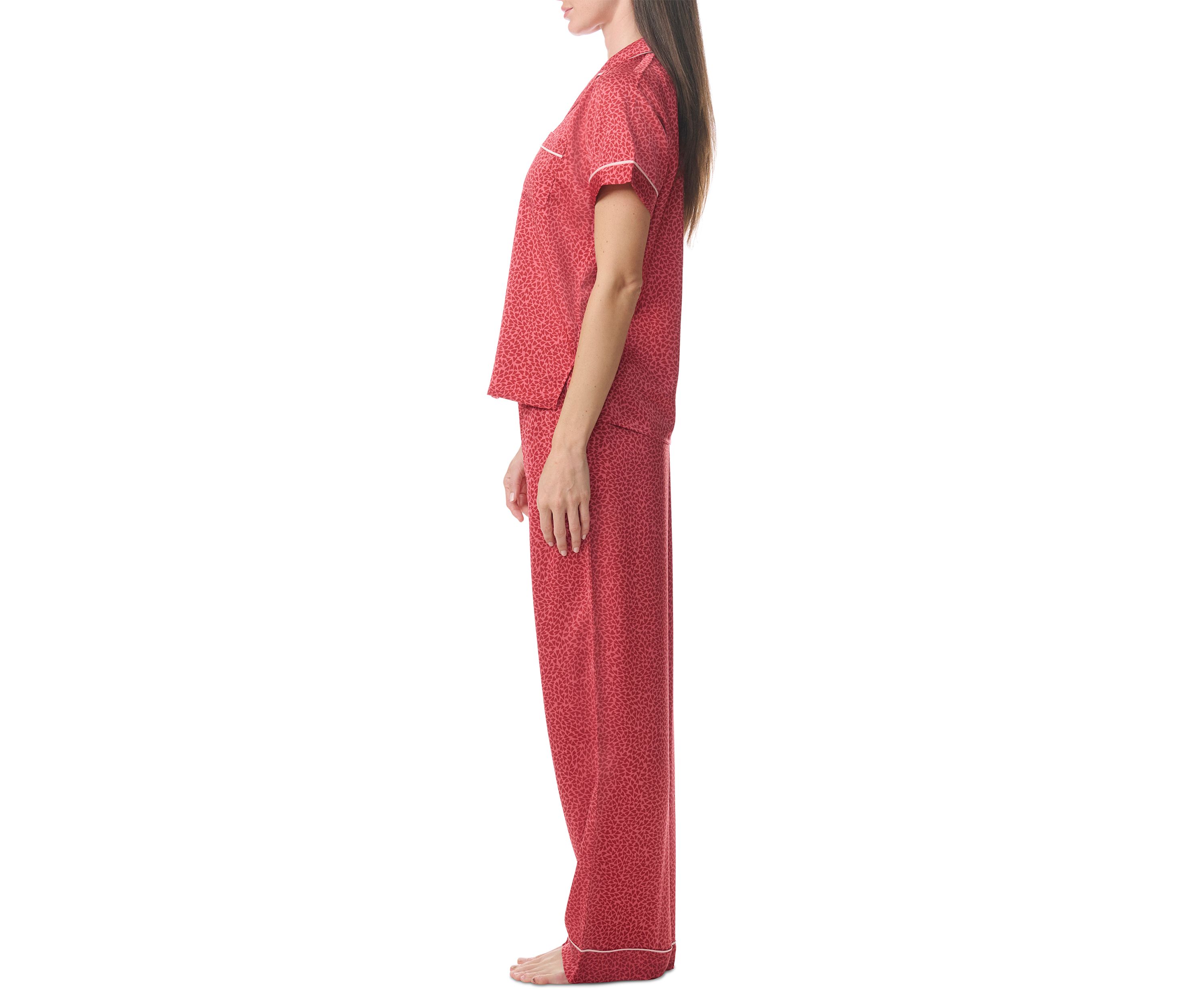 Short Sleeve Satin Notch Pajama Set 