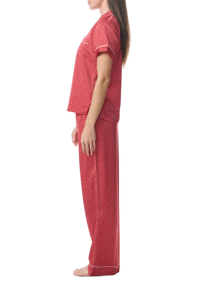 Short Sleeve Satin Notch Pajama Set 