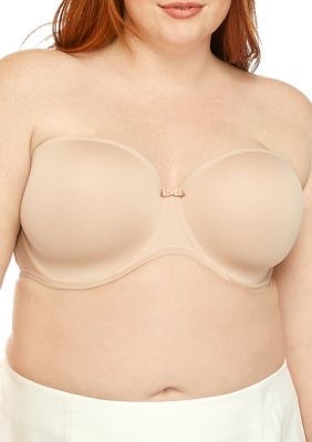 ELOMI Women's Plus Size Smooth Underwire Molded Strapless Bra, 38 F