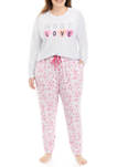 Plus Size V-Day Printed Pajama Set