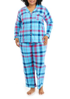 Crown Ivy Plus Size Knit Flannel Pajama Set belk