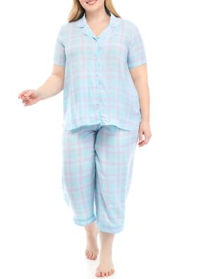 Ellen Tracy Paisley-Print Knit Tank Top and Capri Pajama Pants Set - Macy's