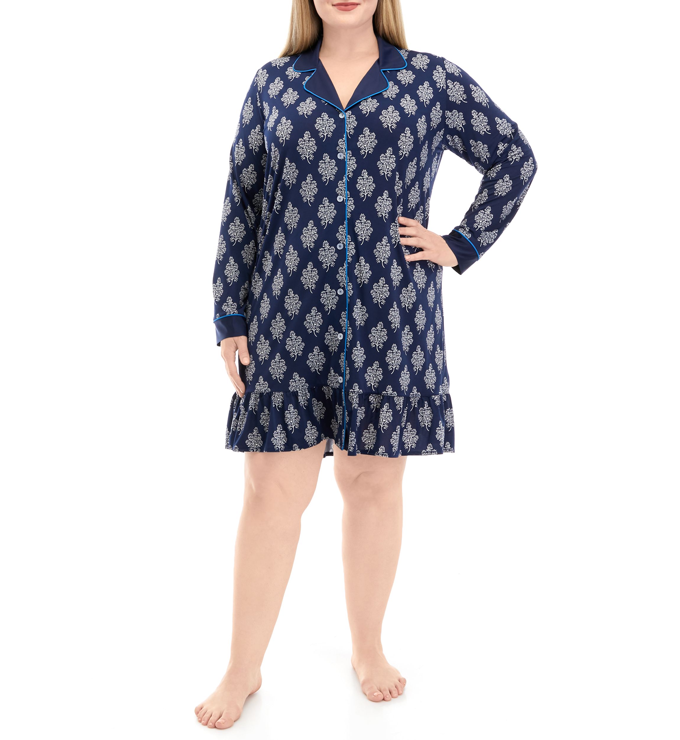 Plus Size Knit Satin Sleepshirt