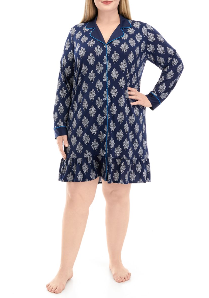 Plus Size Knit Satin Sleepshirt
