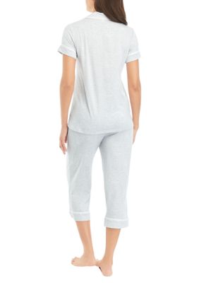 DKNY Sets Beige Elastic Band Heather Long Sleeve Scoop Neck Cuffed  Sleepwear Size M 