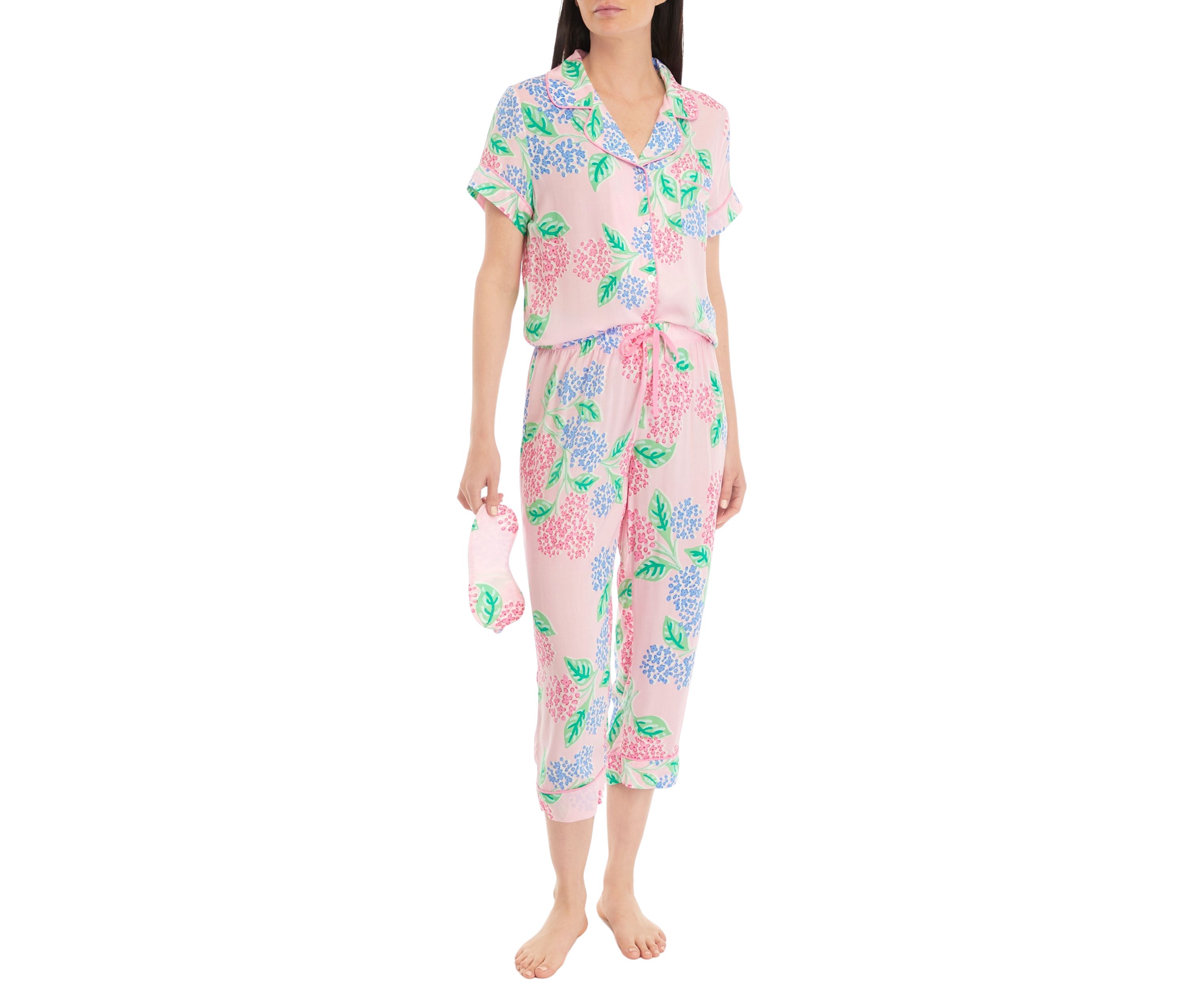 Printed Notch Collar Pajama Set