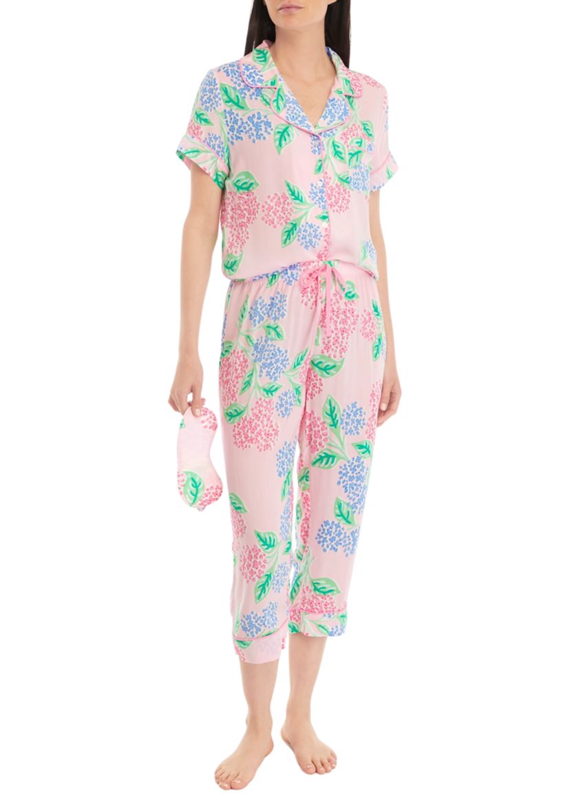 Printed Notch Collar Pajama Set
