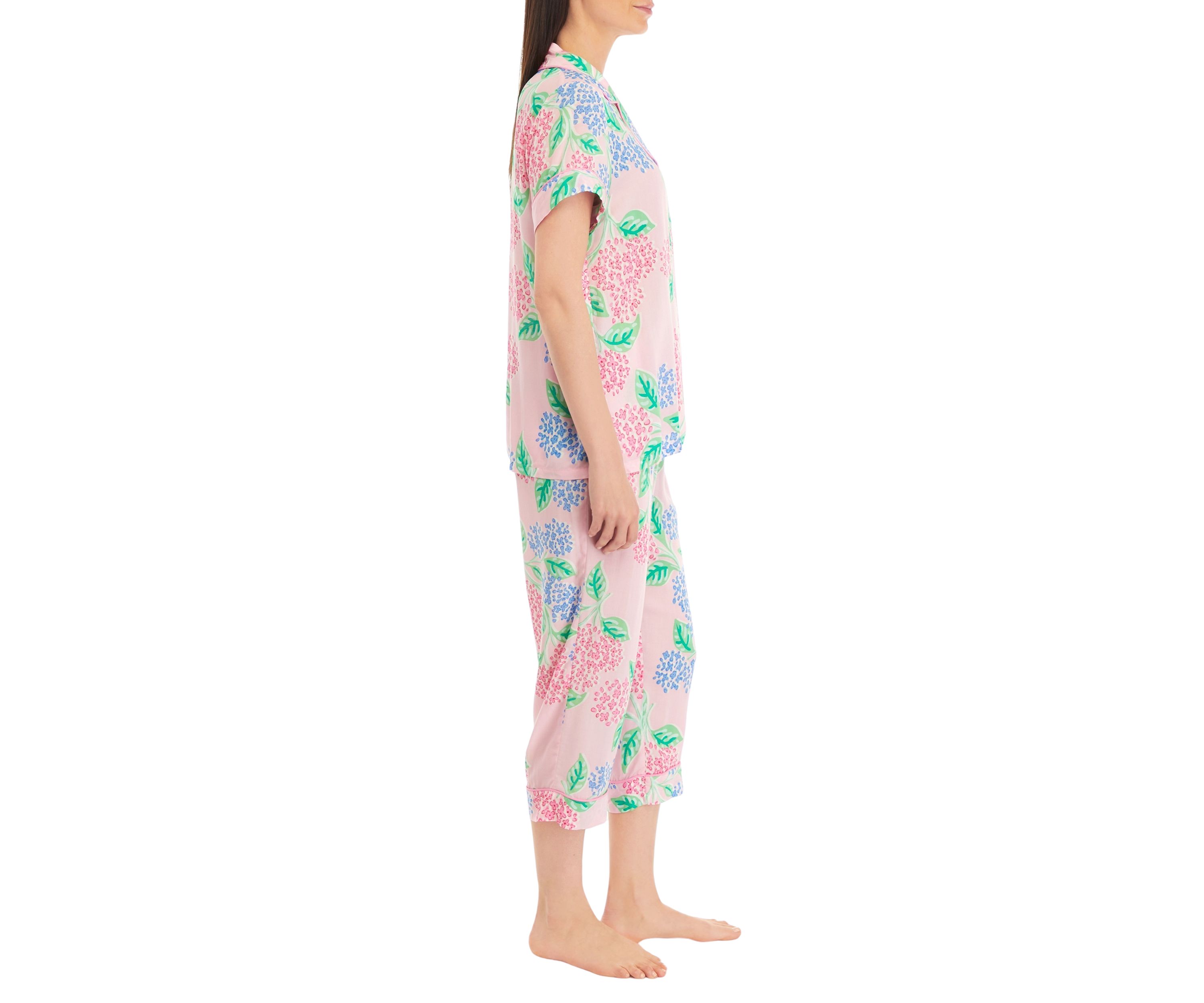 Printed Notch Collar Pajama Set