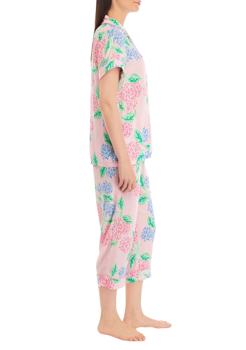 Printed Notch Collar Pajama Set