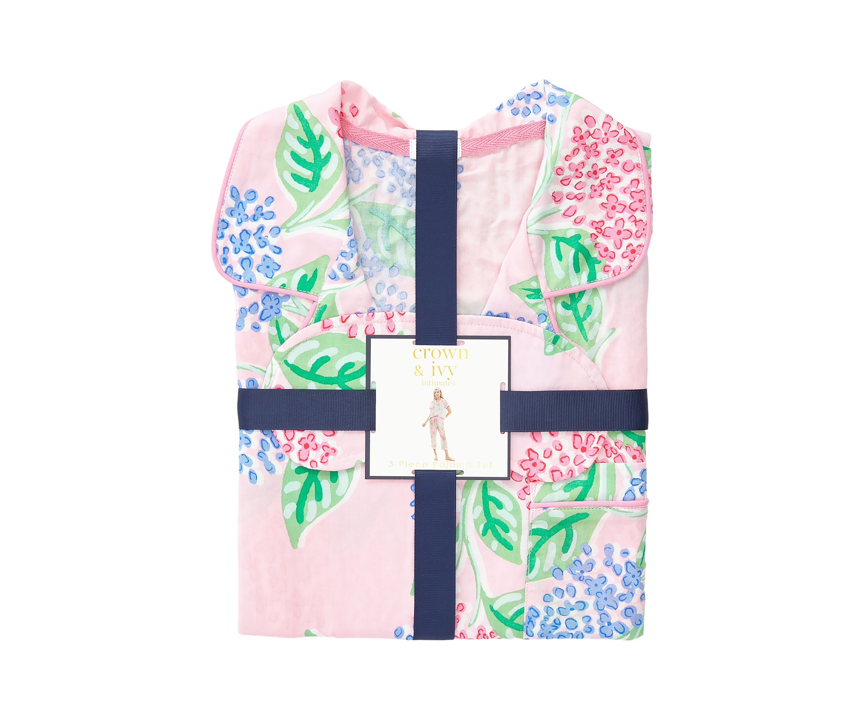 Printed Notch Collar Pajama Set