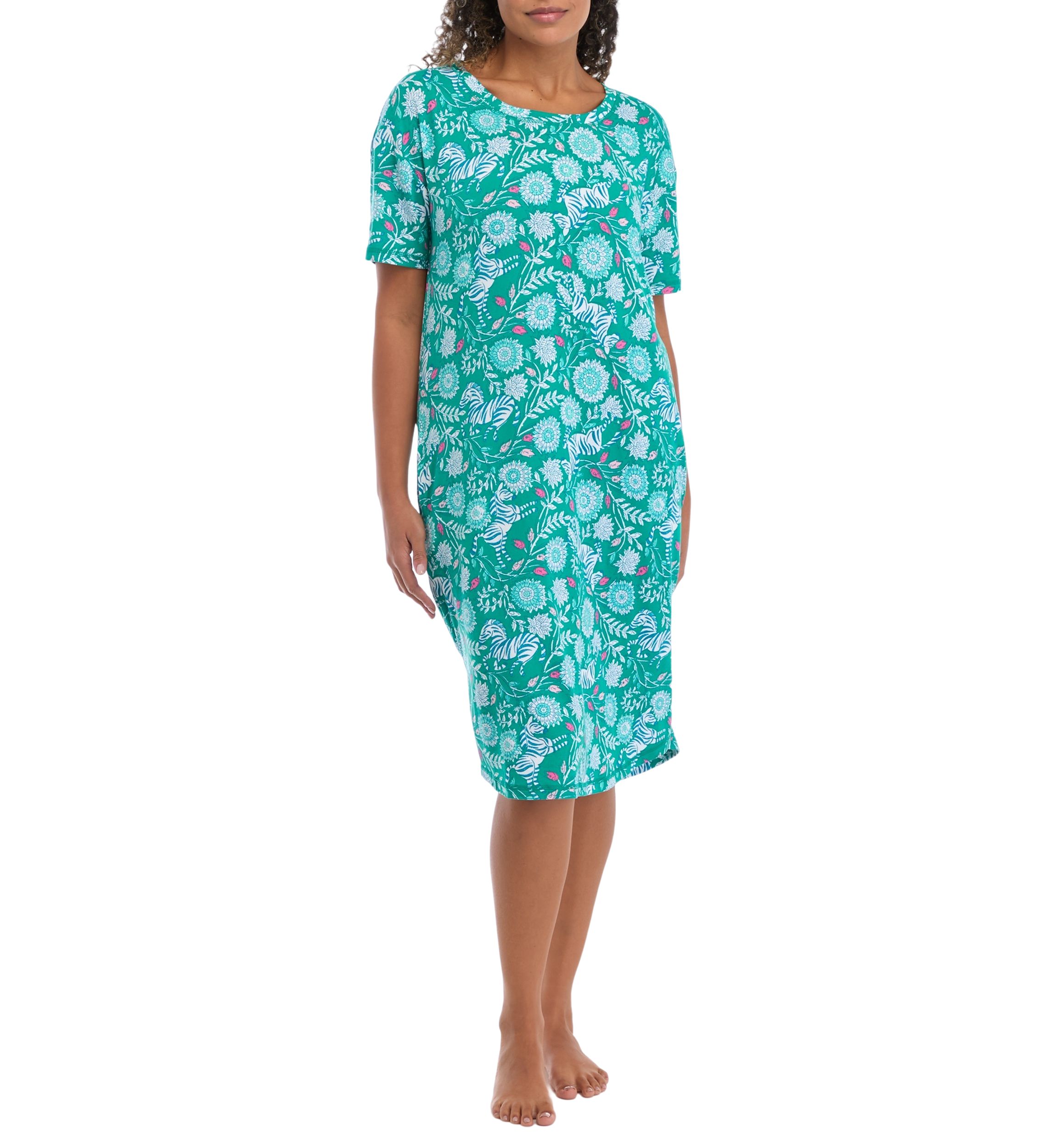 Printed Cap Sleeve Nightgown 