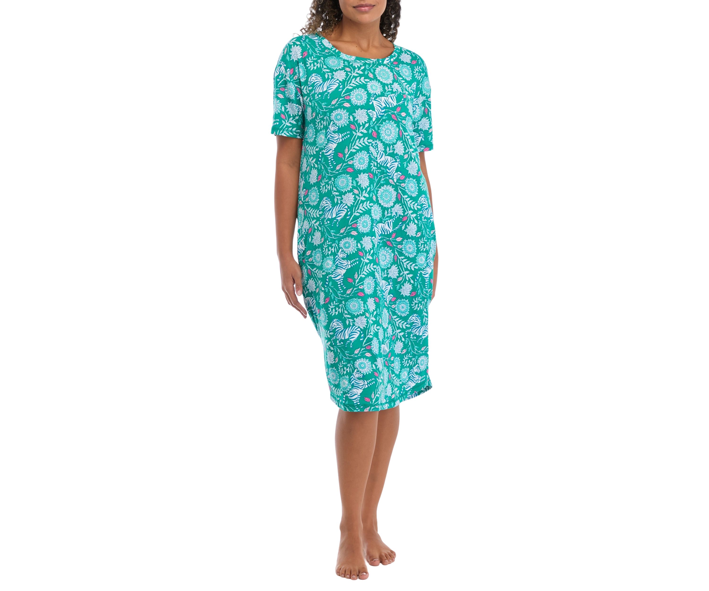 Printed Cap Sleeve Nightgown 