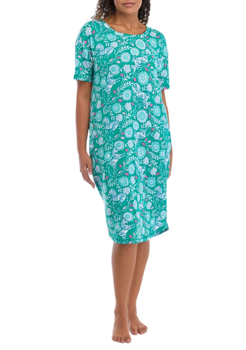 Printed Cap Sleeve Nightgown 
