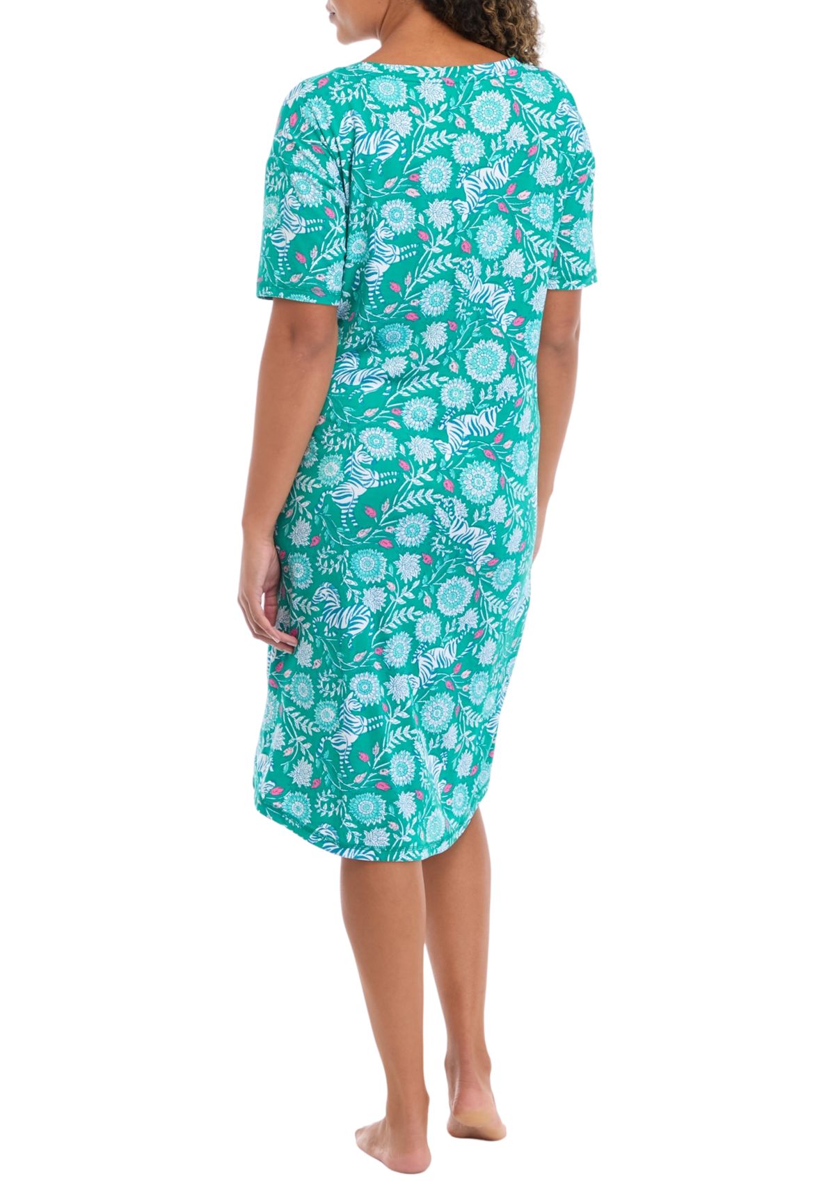 Printed Cap Sleeve Nightgown 