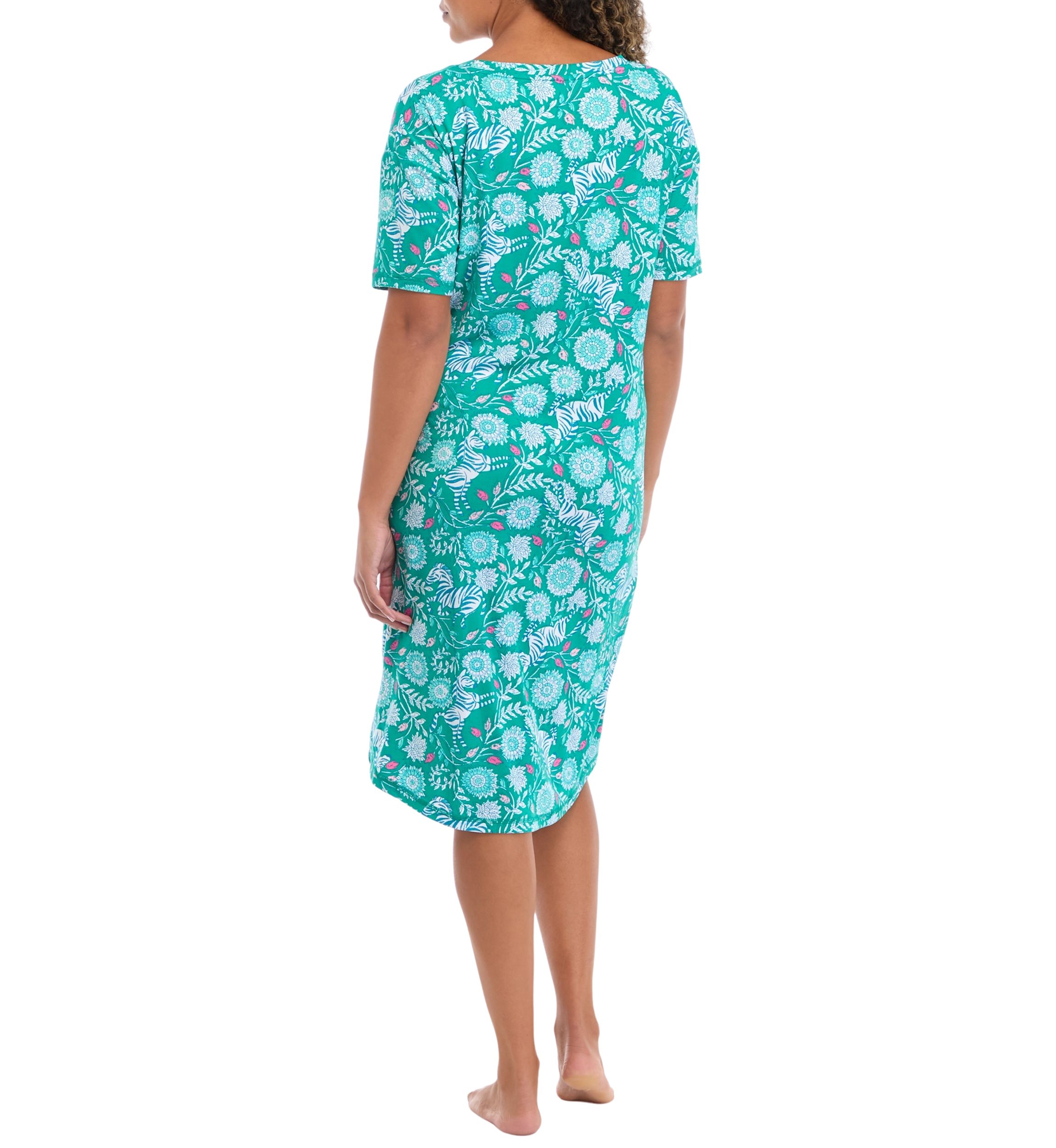 Printed Cap Sleeve Nightgown 