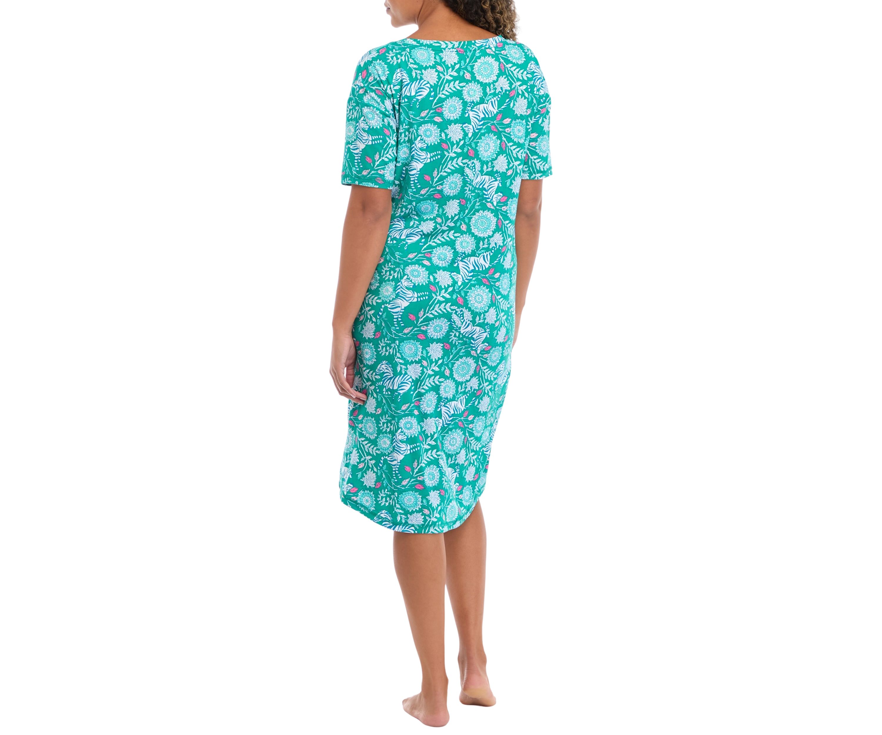 Printed Cap Sleeve Nightgown 