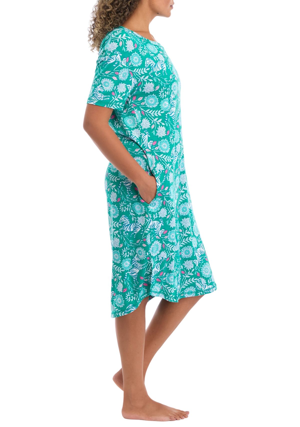 Printed Cap Sleeve Nightgown 