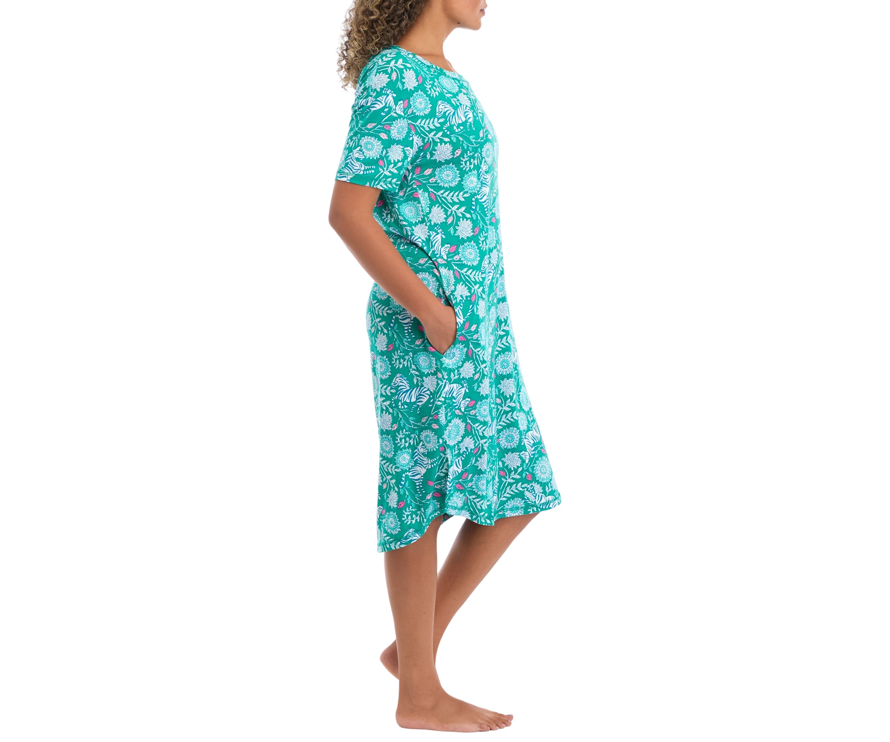 Printed Cap Sleeve Nightgown 