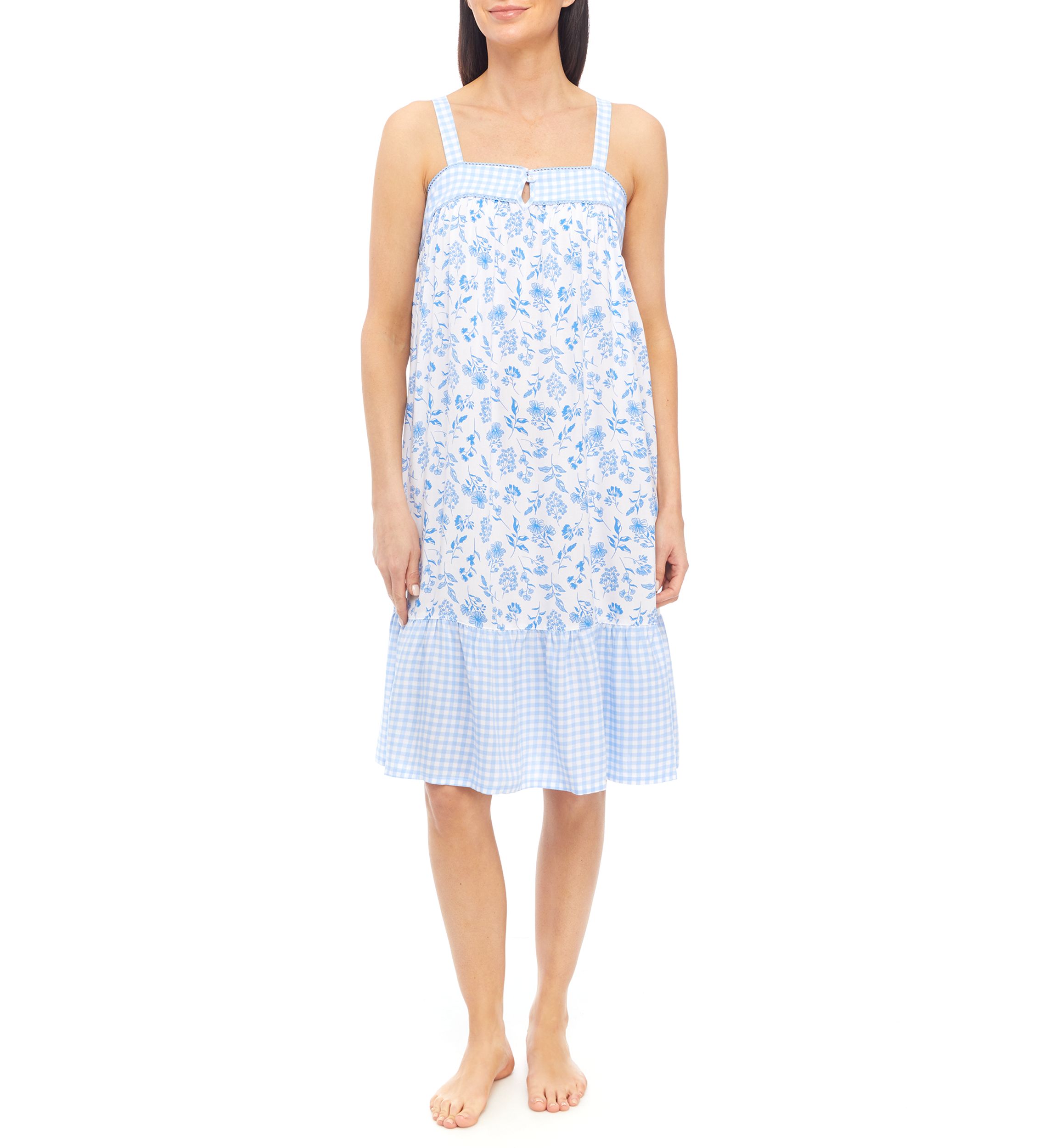 Womens Woven Rayon Sleeveless Printed Nightgown