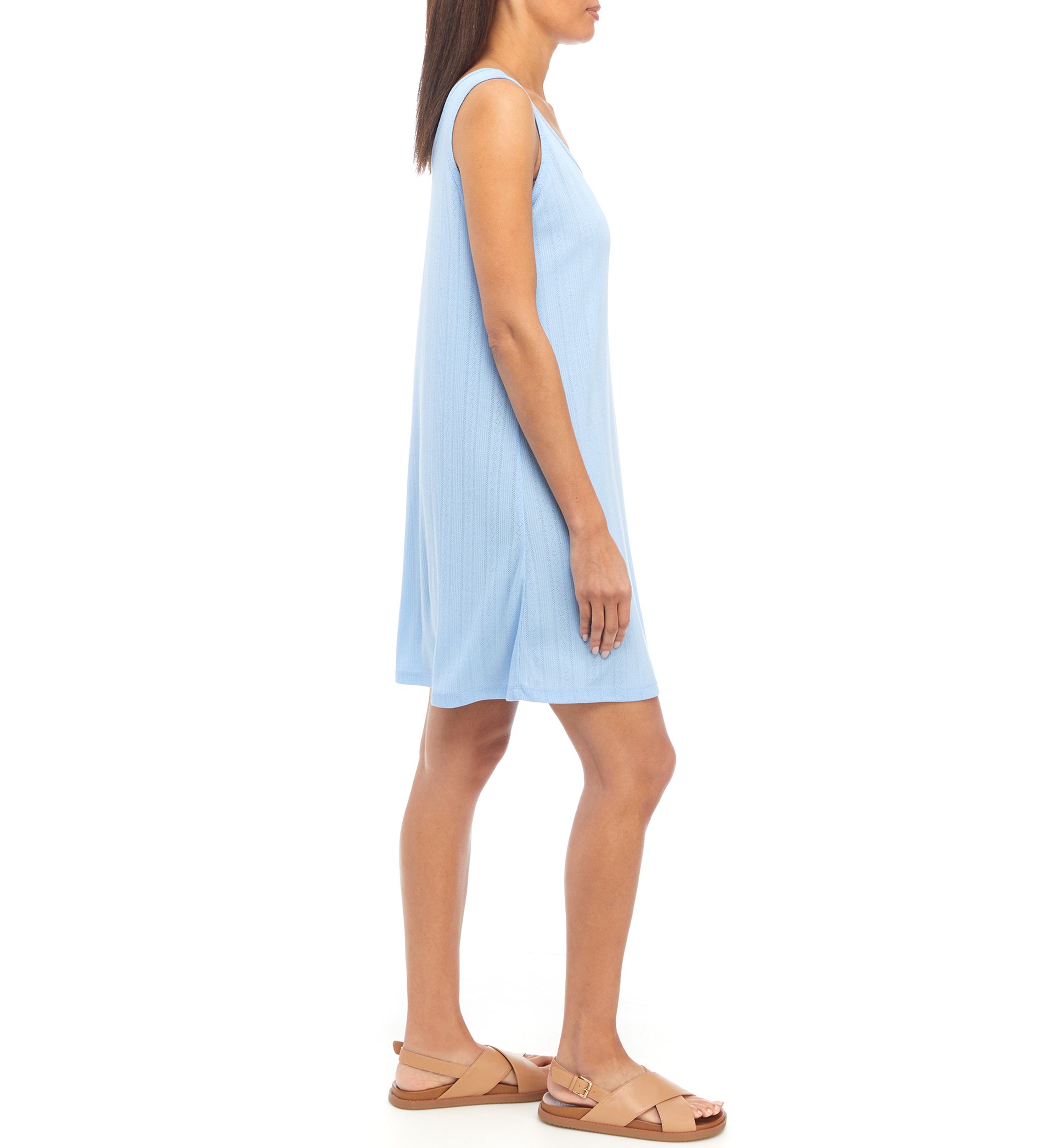 Womens Sleeveless Pointelle Sleep Dress