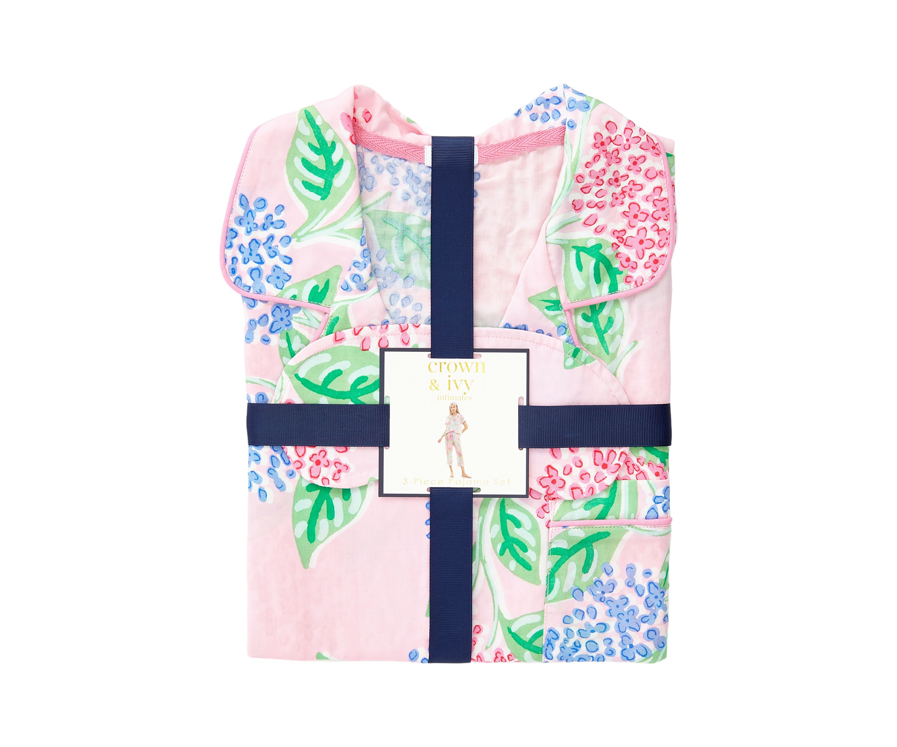 Plus Size Printed Notch Collar Pajama Set