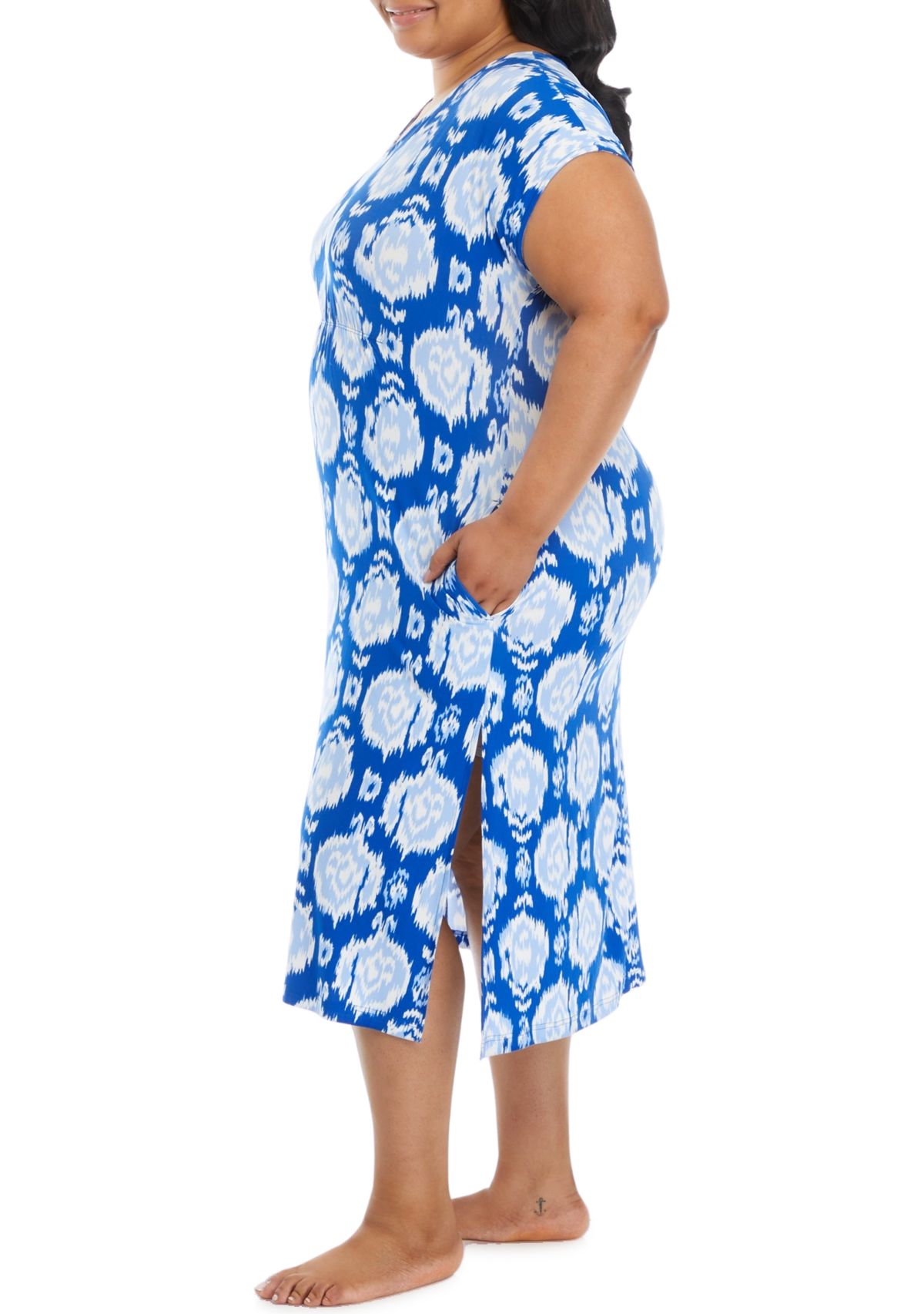 Plus Size Short Sleeve V-Neck Caftan